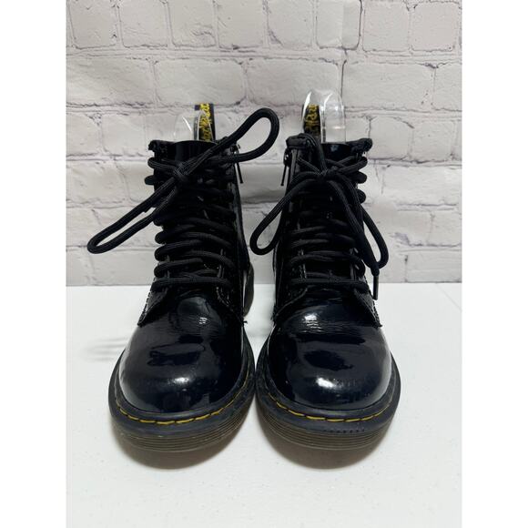 Dr. Martens Airwair AW004 Patent Leather Black Boots side zipper Kids size 12 - Picture 3 of 14